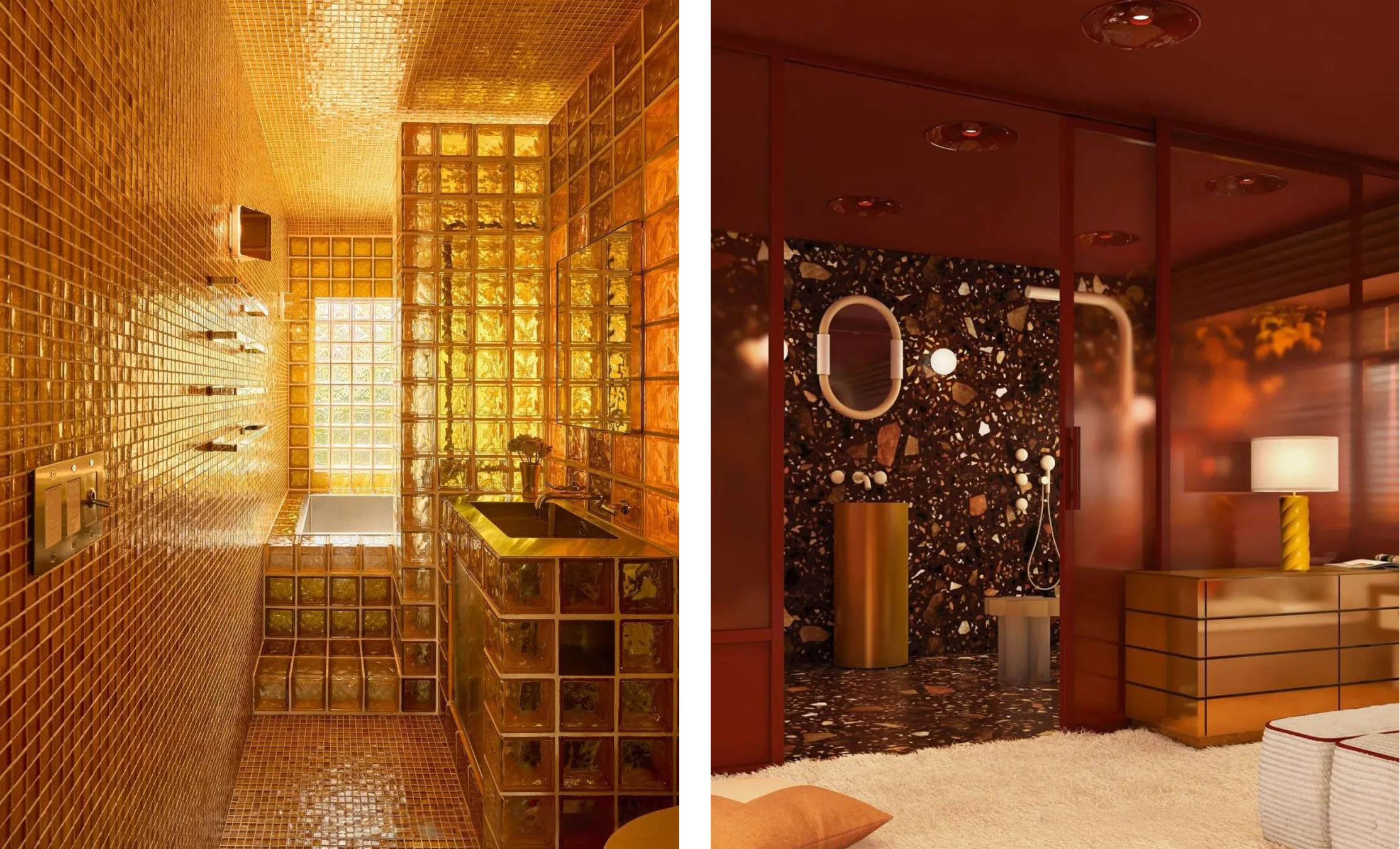 Floating Fixtures & Metallic Luster modern shower room design 2026