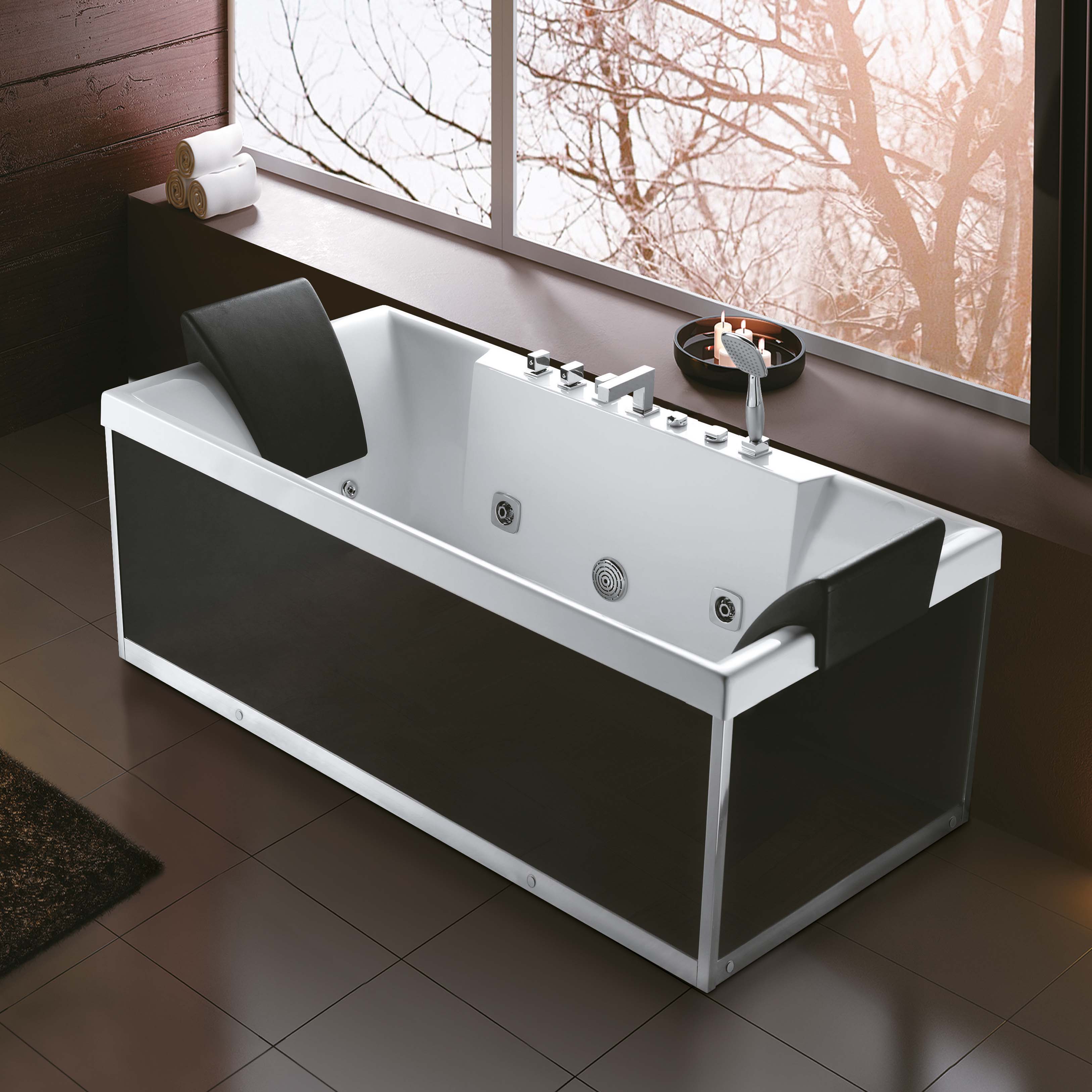 Corner Massage Bathtub with Glass Wall Compatibility