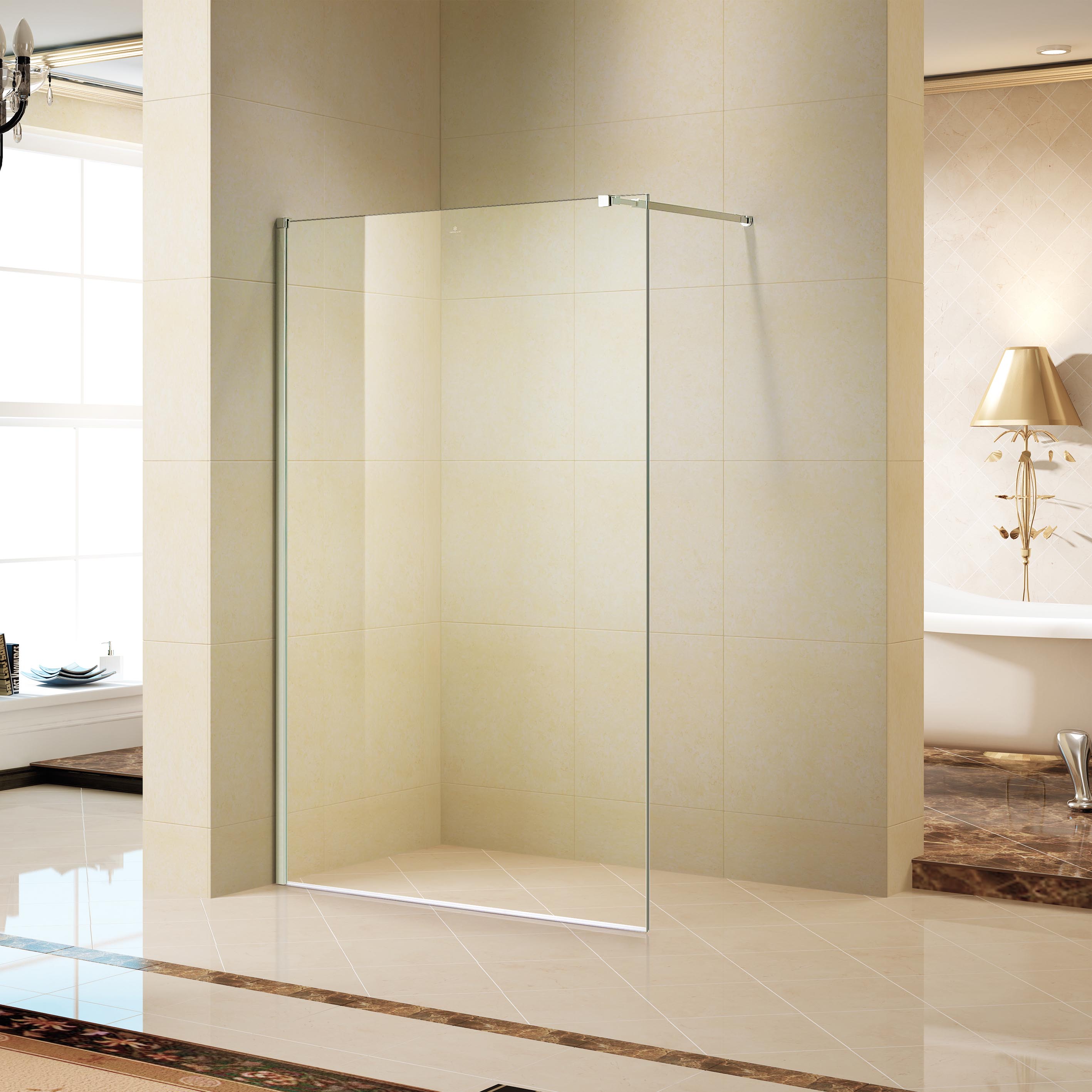 Chrome Walk-in Semi-frame Glass Shower Screen Panel Tempered