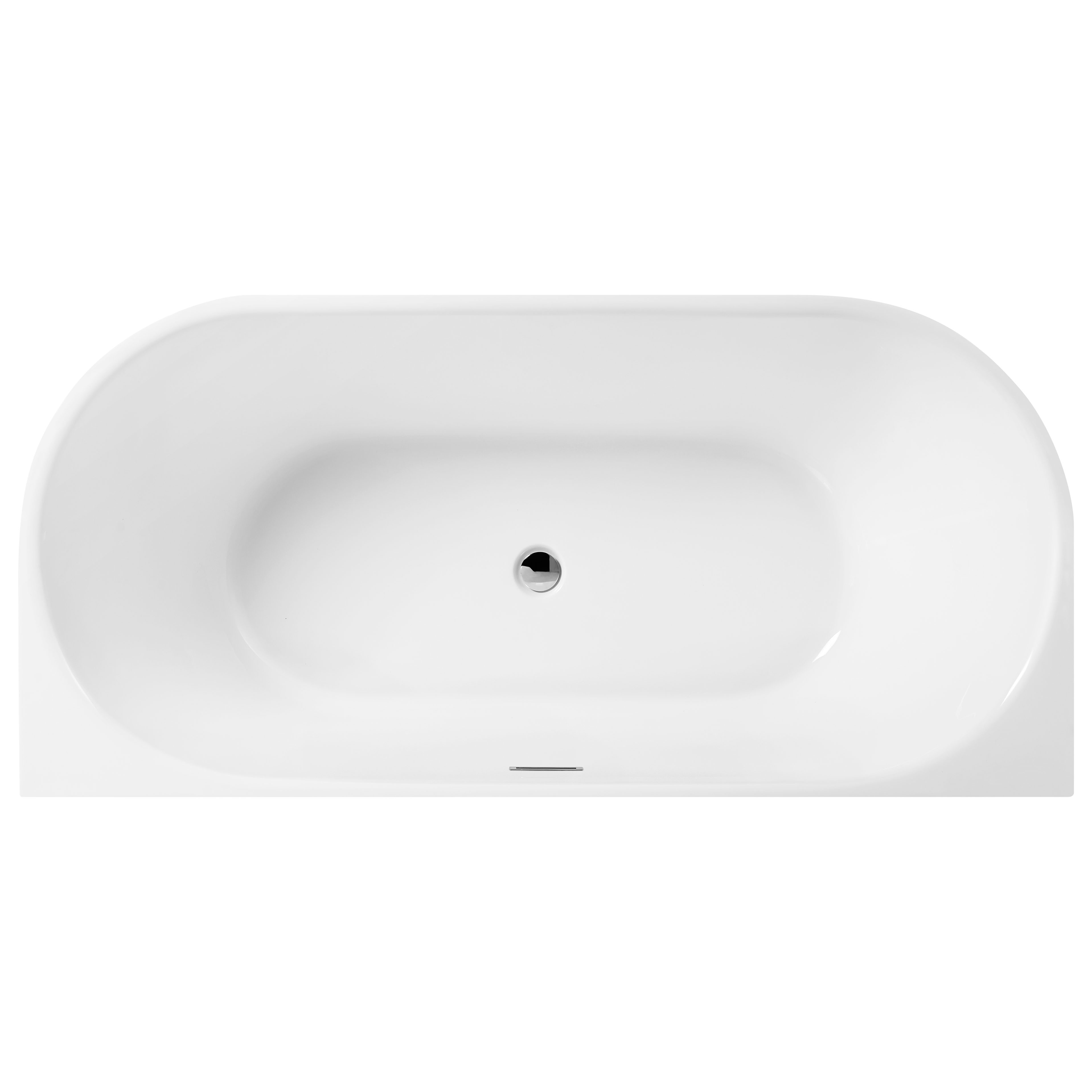 White Wall-Mount Corner Bathtub for Small Bathrooms