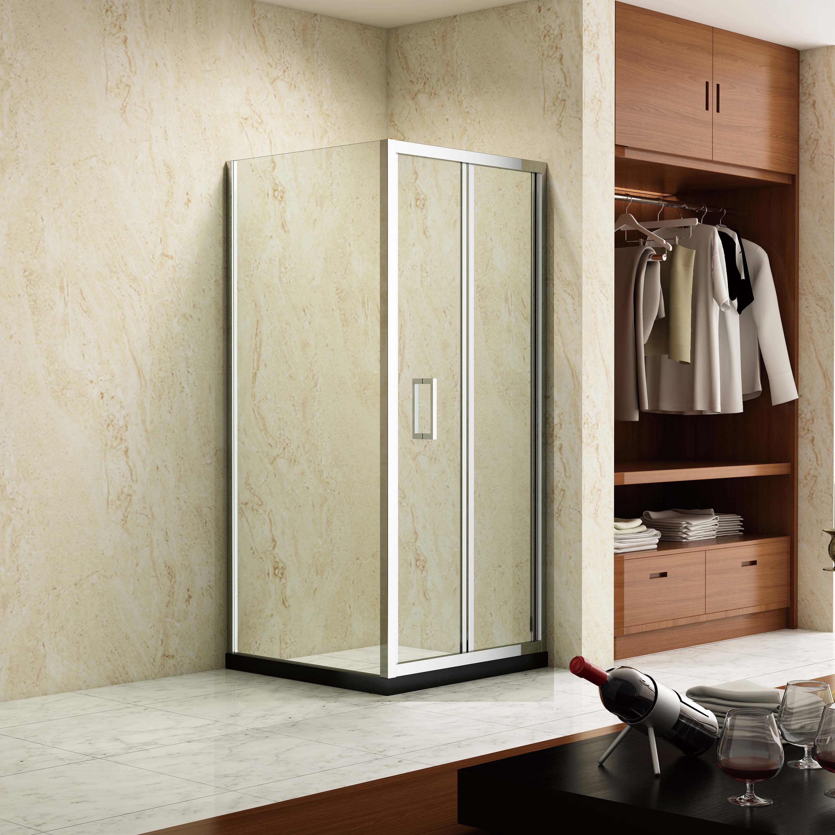 Bi-Fold Glass Shower Doors for Chrome Square Framed Shower Enclosure 