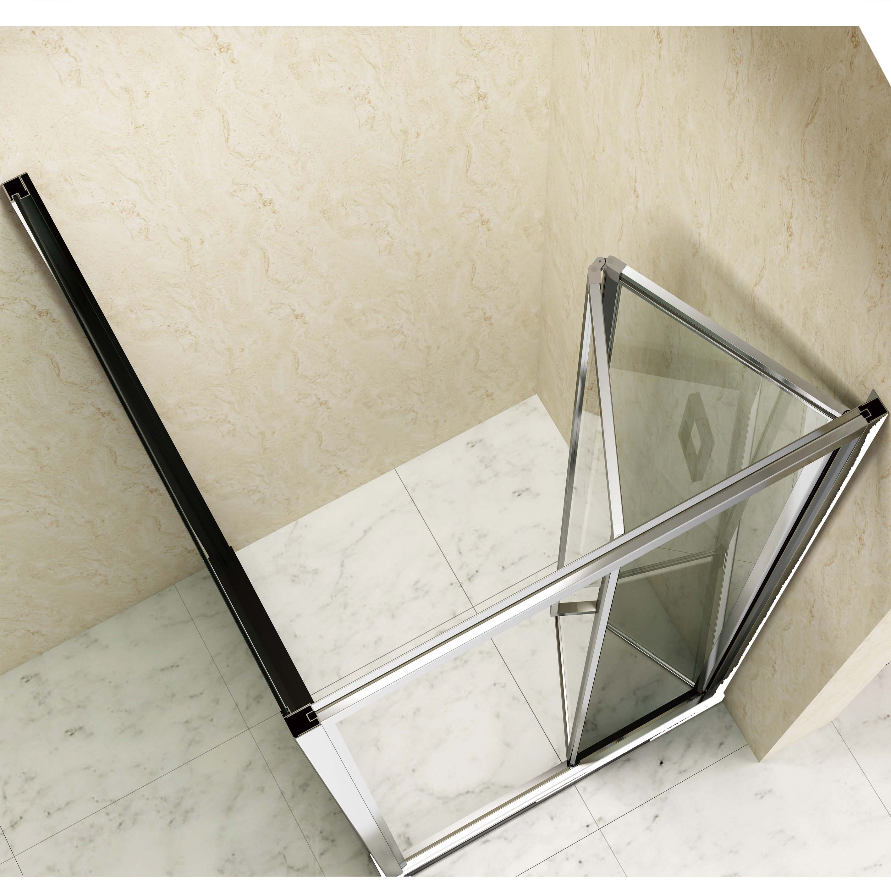 Bi-Fold Glass Shower Doors for Chrome Square Framed Shower Enclosure 