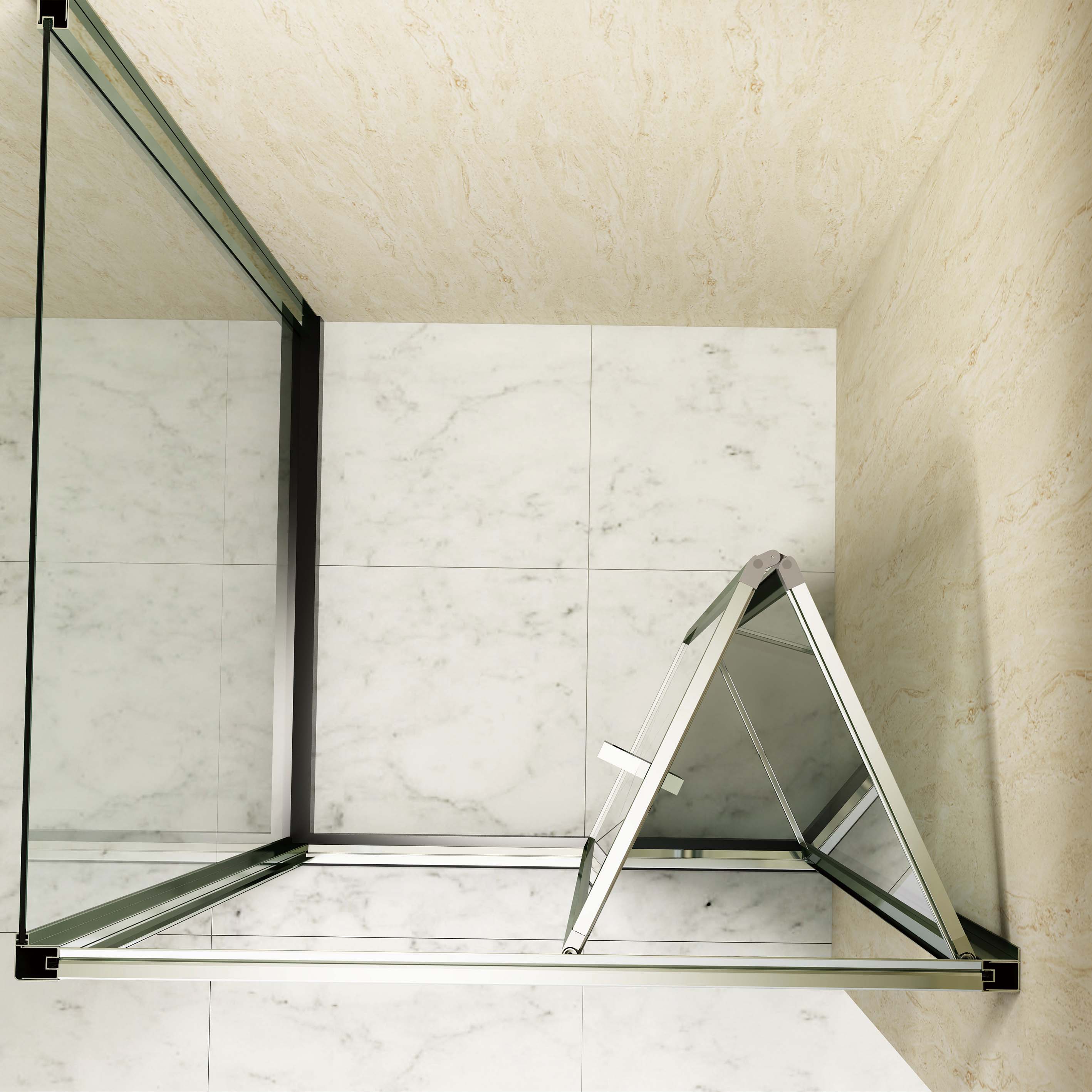 Bi-Fold Glass Shower Doors for Chrome Square Framed Shower Enclosure 