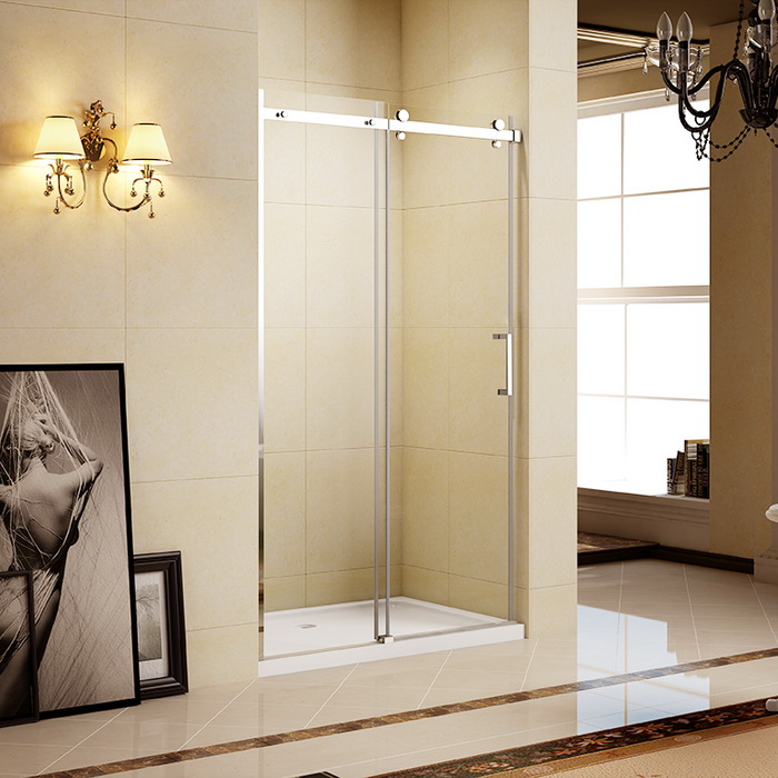 Glass Shower Door with Fixed Glass Panel and Screen