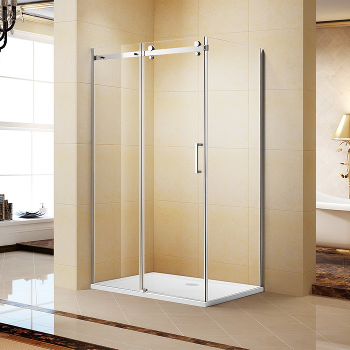 Sliding Glass Shower Door with Frameless Enclosure Panels