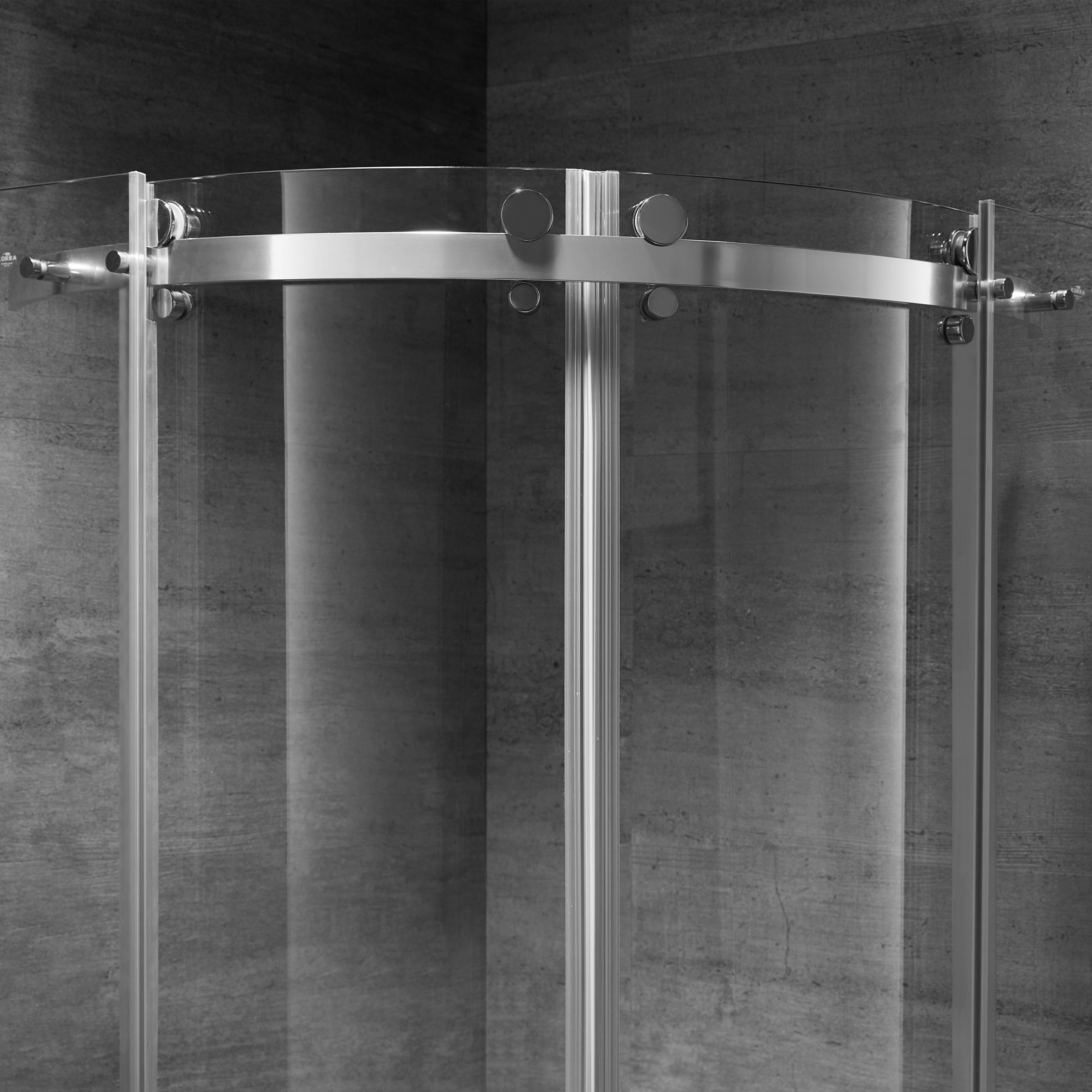 Brushed Nickel Quadrant Frameless Aluminum Sliding Shower Doors