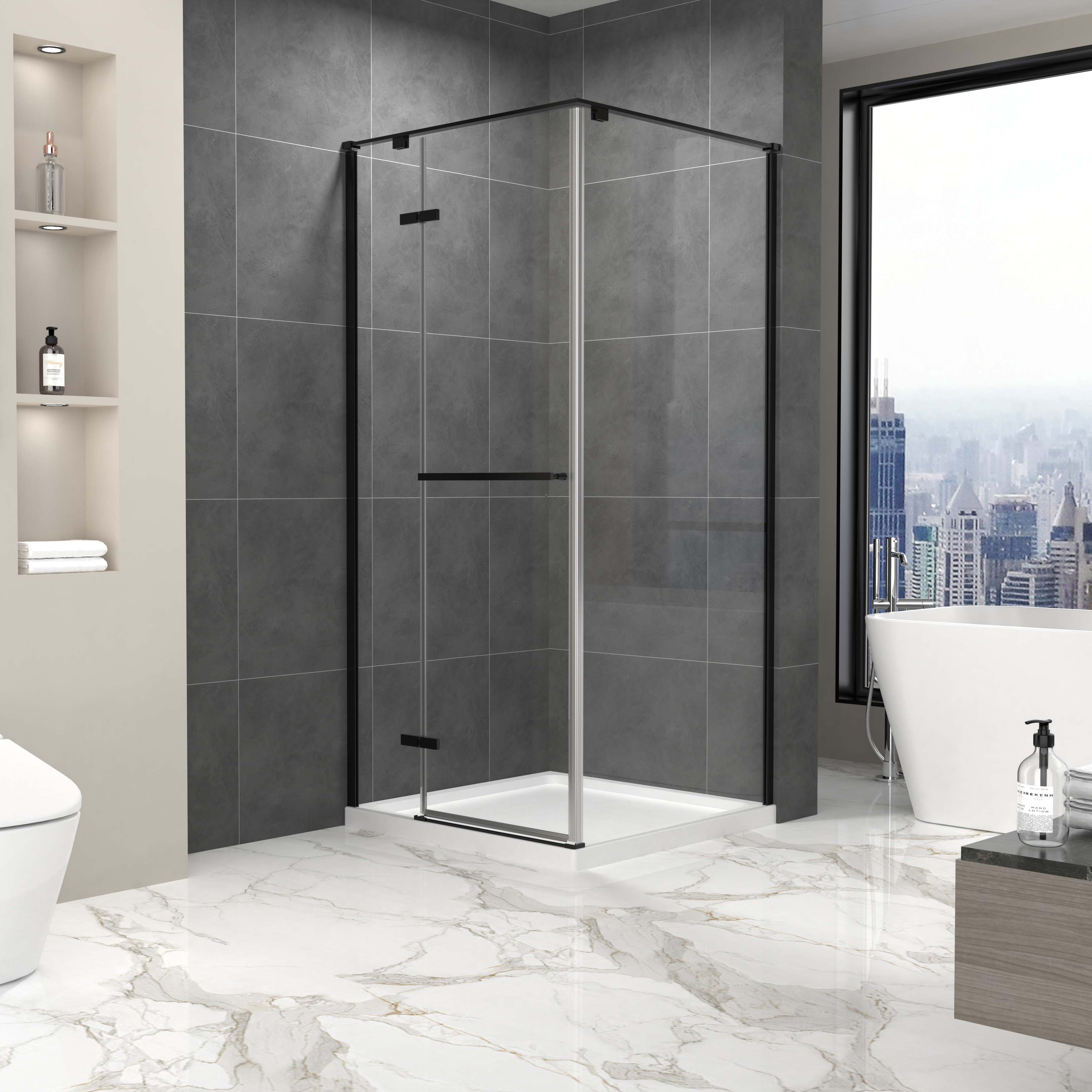 Aluminum Tempered Glass Shower Enclosure with Swinging Door