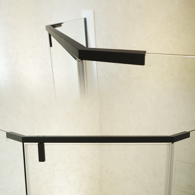 Neo-angle Semi-Framed Stainless Steel Shower Enclosure with 1 Pivot Door