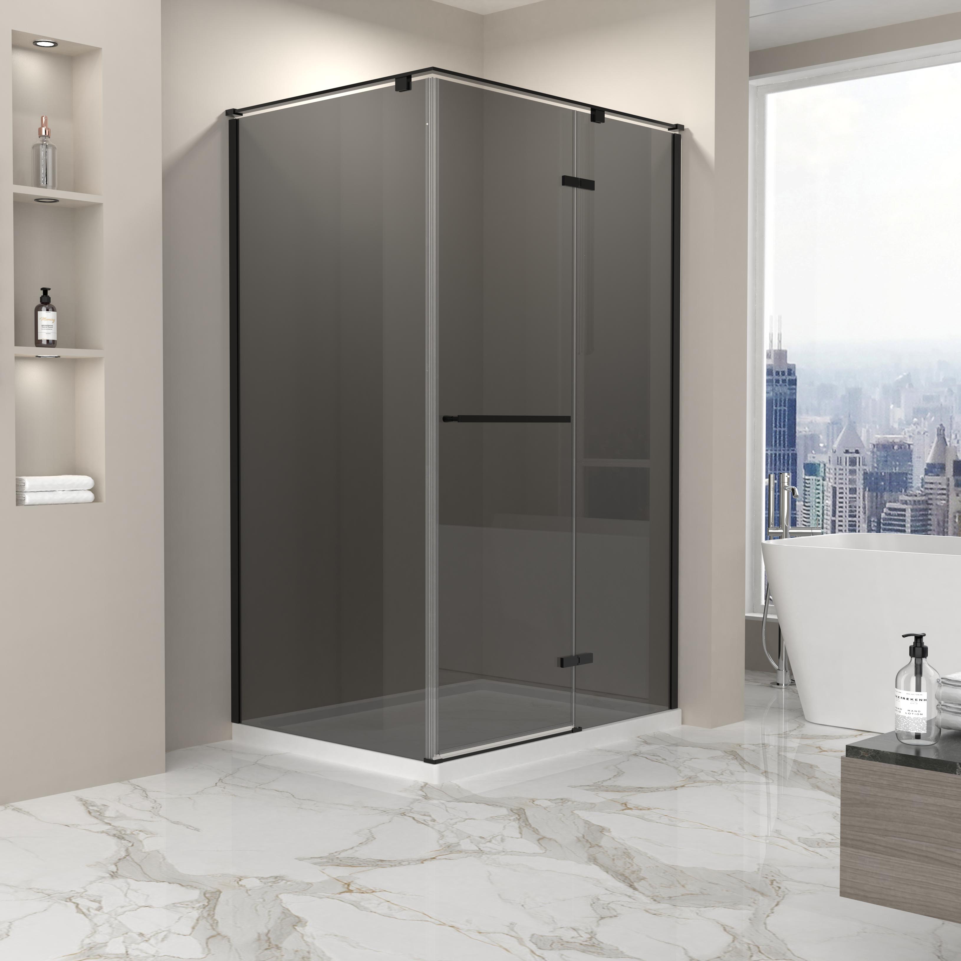 Porte de douche pivotante avec cabine sans cadre et charnières