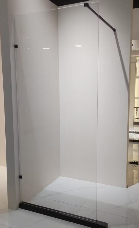 Matte Black Walk-in Frameless Glass Shower Panel Screen Tempered