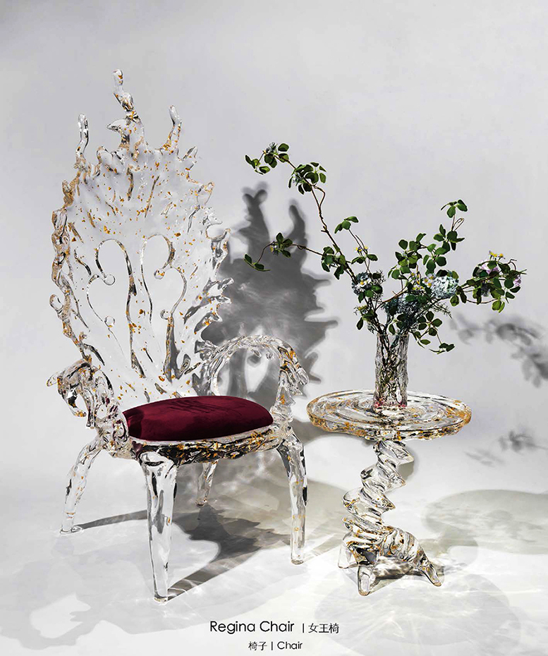 chaise et table en cristal acrylique de qualité supérieure