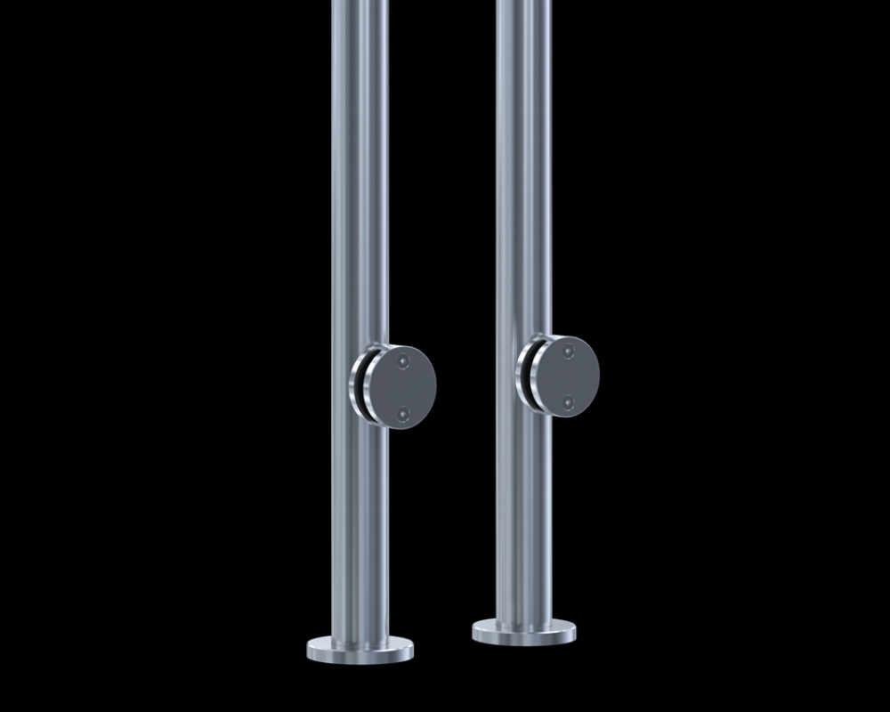 Baluster Railing | Glass infill | Round glass clamps