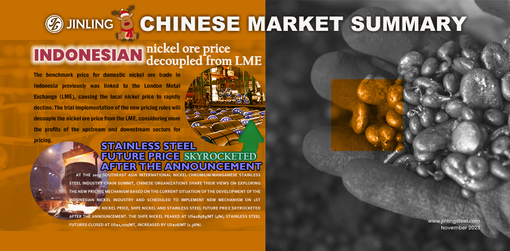 Stainless Steel Market Summary in China|| Indonesian nickel ore price decoupled from LME, which push up the stainless steel prices. (Nov 27-Dec 1)