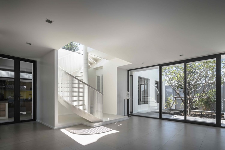 white integral spiral staircase