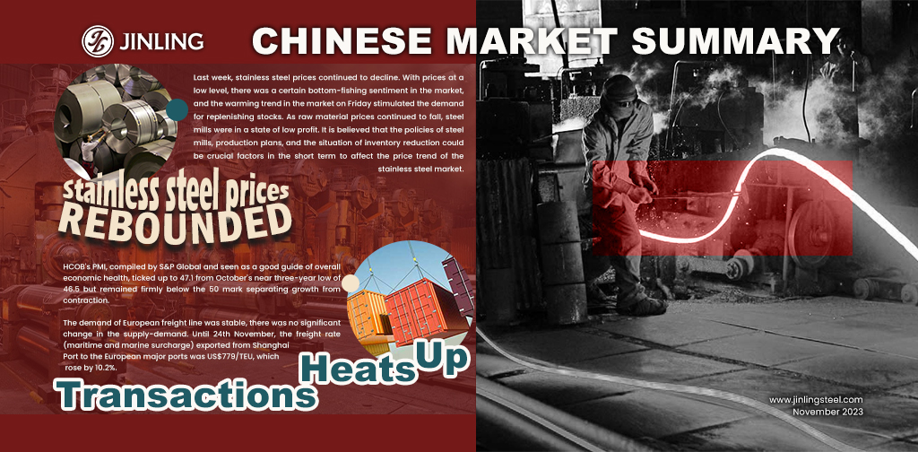 Stainless Steel Market Summary in China|| Stainless steel prices rebounded and transactions heats up. (Nov 20-24)