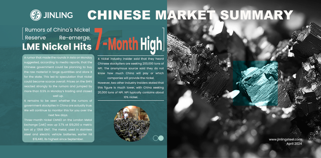 Stainless Steel Market Summary In China|| Rumors of China's Nickel Reserve Re-emerge, LME Nickel Hits 7-Month High (Apr 15-19)