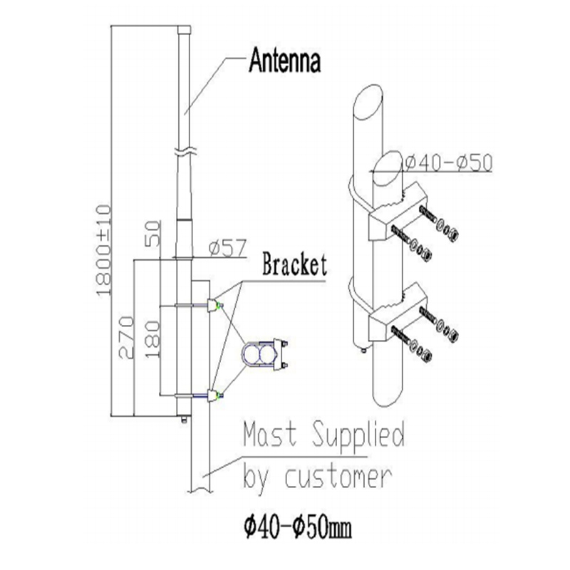 11dBi 低 PIM 150dBc 1900MHz 玻璃纤维全向天线 200 瓦