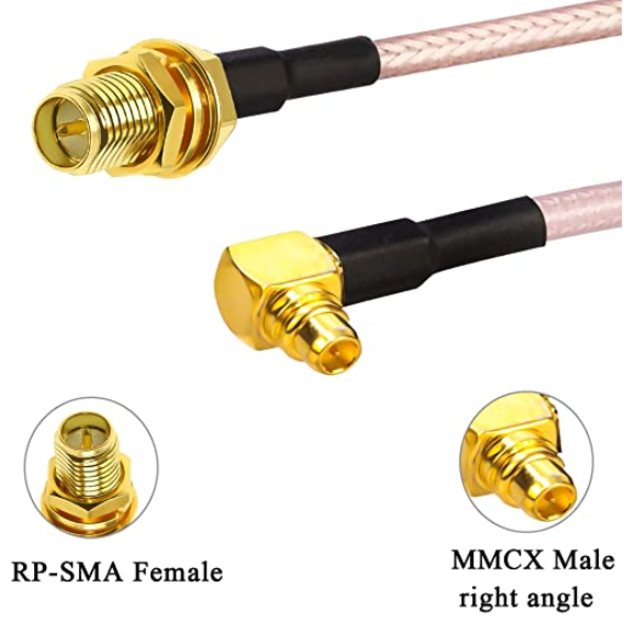 RPSMA 至 MMCX 延长线 RG316 RP-SMA 母头至 MMCX 公头直角同轴电缆