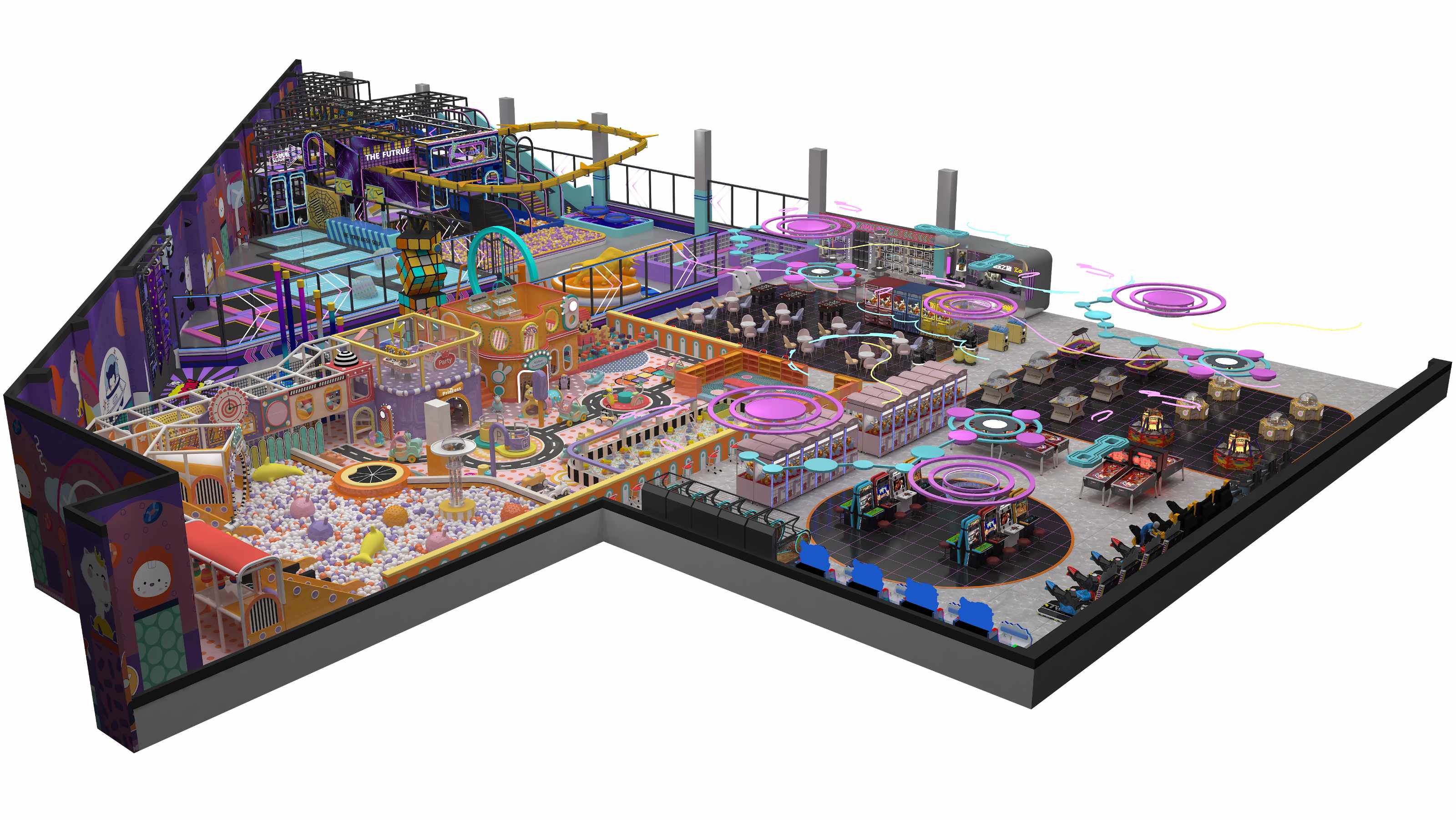 Kids Indoor Playground equipment of commercial indoor soft Play Center Trampoline park Big Slide
