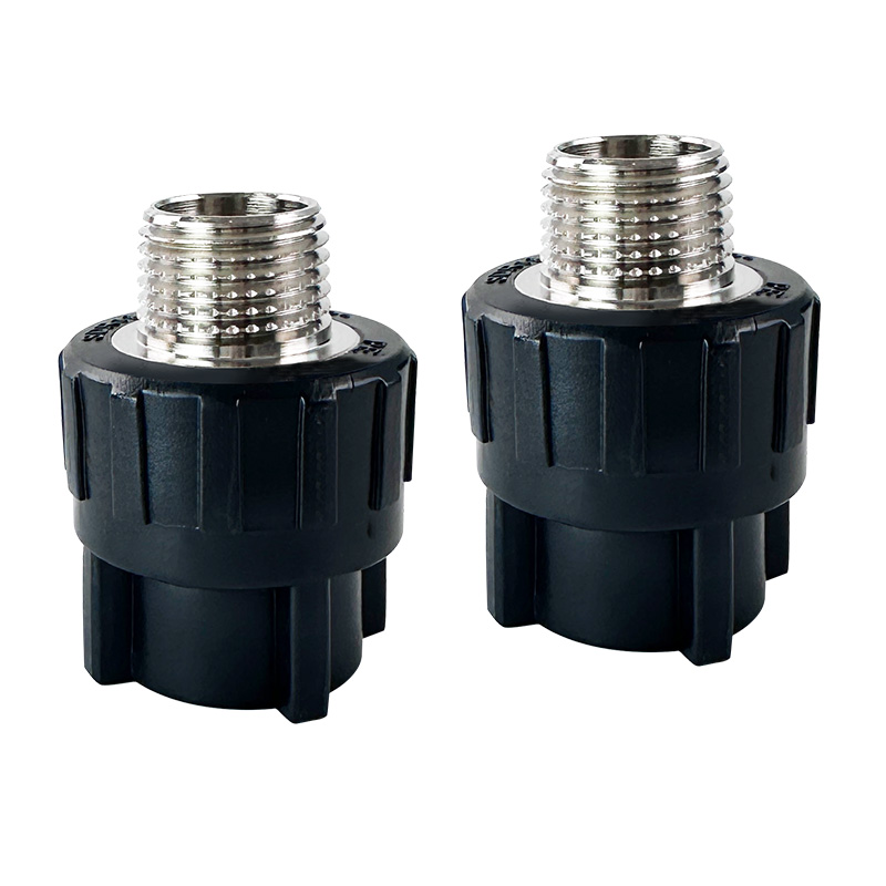 HDPE Water Plumbing System ISO DIN BS EN ASTM GB black Male Coupling(Copper Thread)1 7