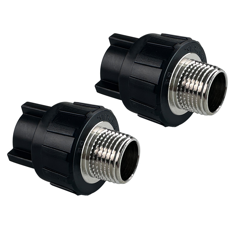 HDPE Water Plumbing System ISO DIN BS EN ASTM GB black Male Coupling(Copper Thread)1 8