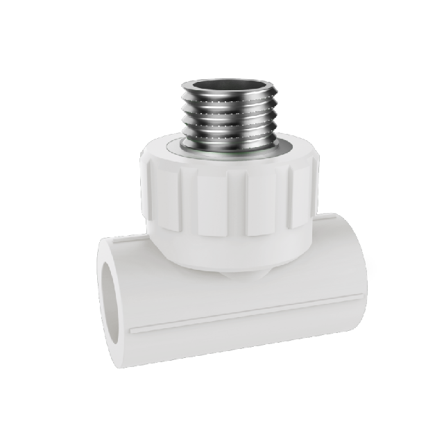 PPR Conventional Domestic Water pipe and fitting white gb iso male tee copper thread 1