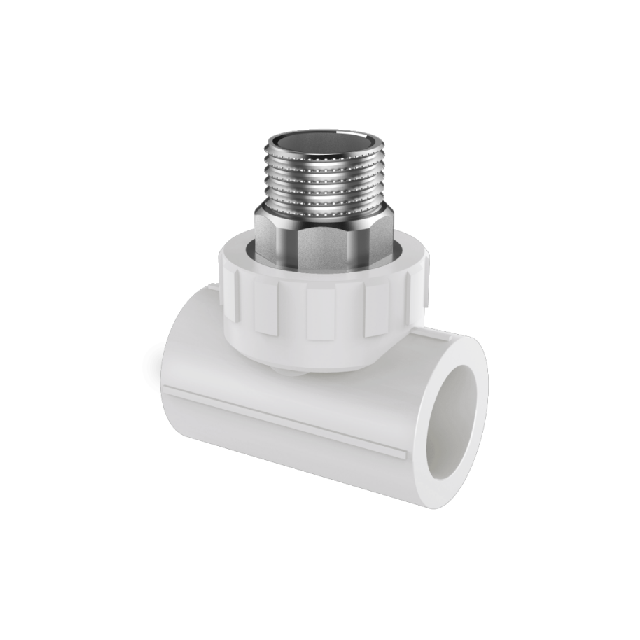 PPR Conventional Domestic Water pipe and fitting white gb iso male tee copper thread 1 (2)