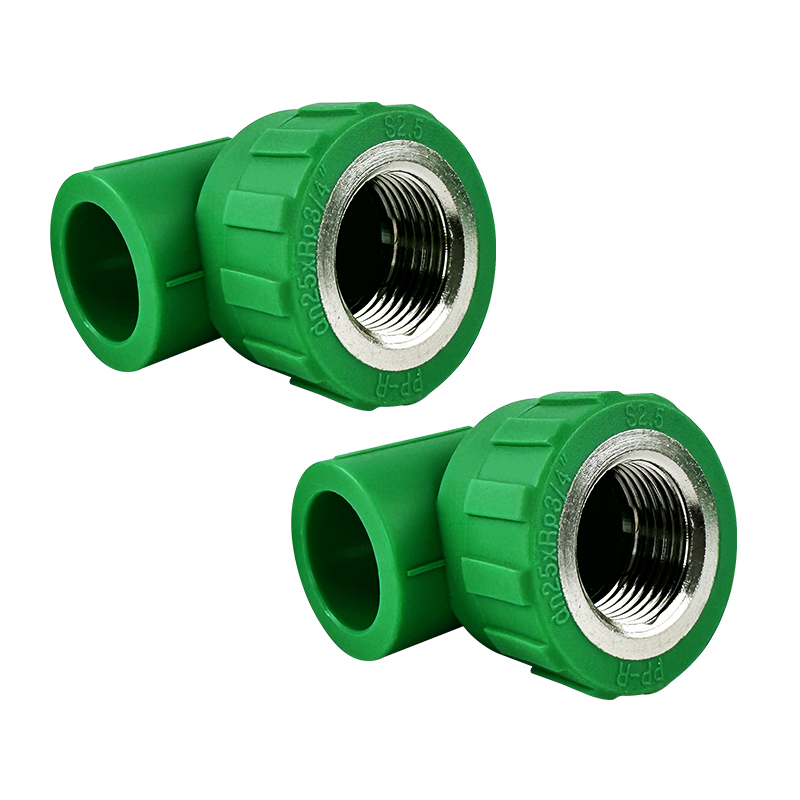 PPR WATER PIPE AND FITTING ISO DIN GB ASTM GREEN WHITE PPR FEMALE ELBOW COPPER THREAD 5