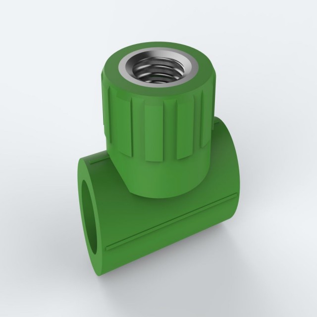 ULP PPR WATER PIPE AND FITTING ISO DIN GB ASTM GREEN WHITE PPR FEMALE TEE COPPER THREAD 1