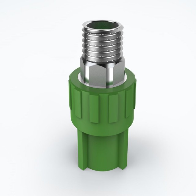 ULP PPR WATER PIPE AND FITTING ISO DIN GB ASTM GREEN WHITE PPR MALE COUPLING COPPER THREAD 9