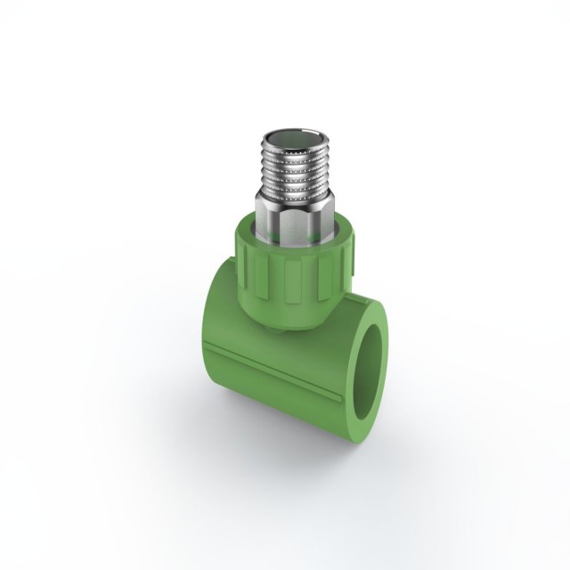 ULP PPR WATER PIPE AND FITTING ISO DIN GB ASTM GREEN WHITE PPR MALE TEE COPPER THREAD 3