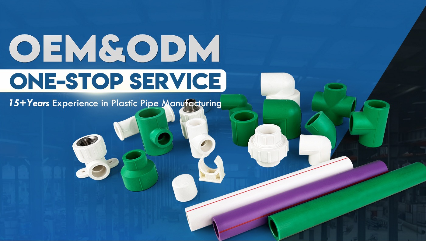 High-quality Polypropylene Random Copolymer PPR pipes and fittings in green and white