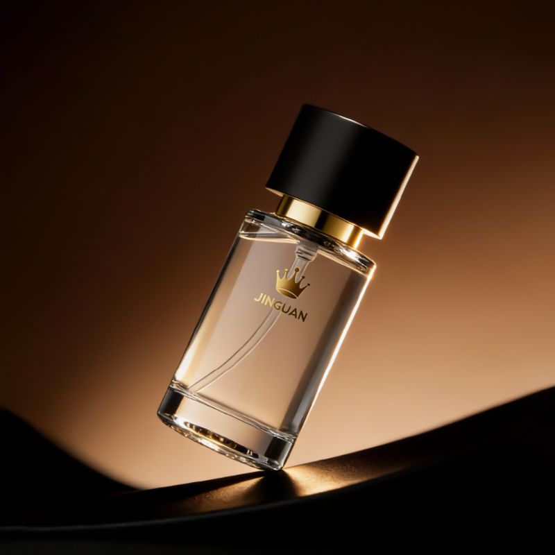 Black & Gold Artisanal Cylinder Perfume Glass Bottle (1)