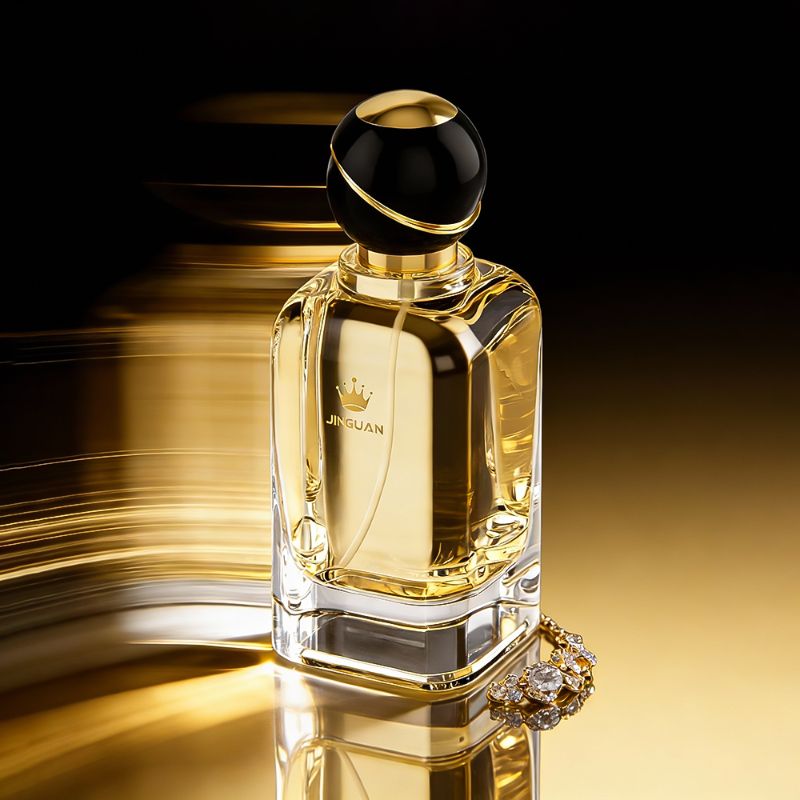 Black & Gold Crown Sphere Luxury Perfume Glass Bottle (1)