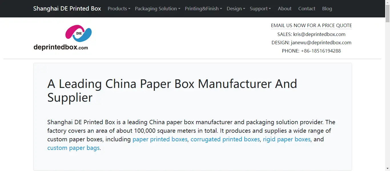 Shanghai DE Printed Box
