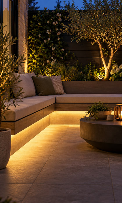 Add Concealed Light Beneath Built-In Benches