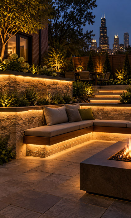 Add a Floating Effect to Seating and Retaining Walls
