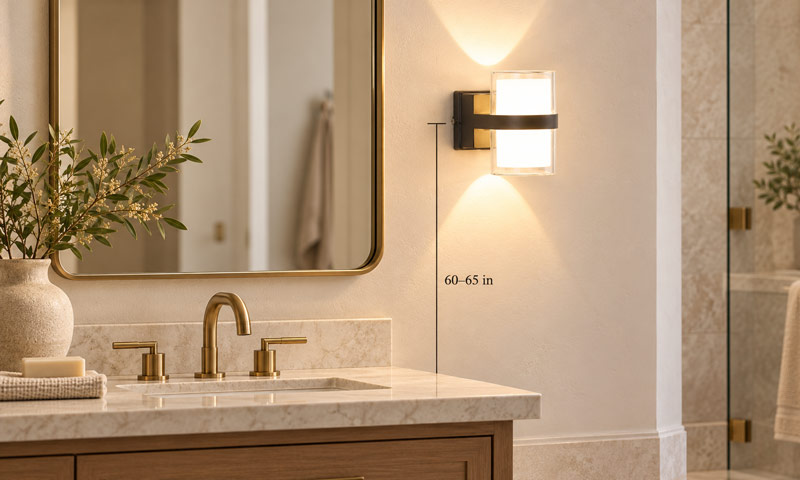 Bathroom Sconce Height Beside a Mirror