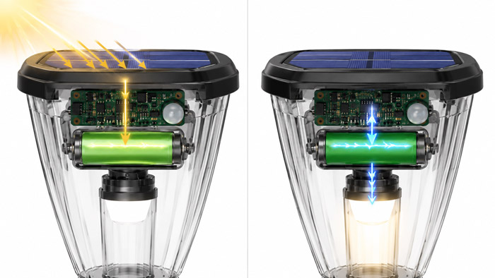 Battery charging and discharging of the Solar Pathway Light