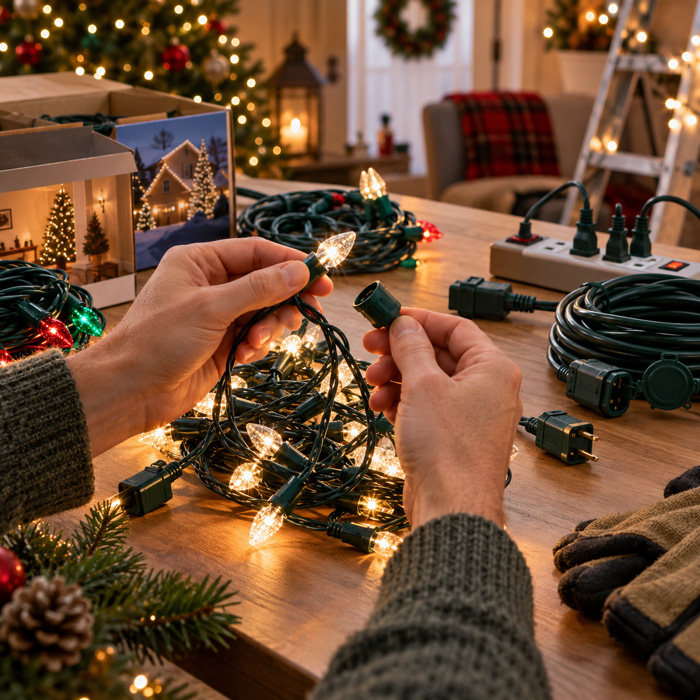 Checking holiday lights before installation