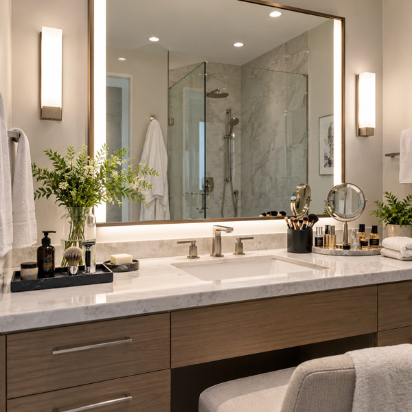 Choose 3500K–4000K for a Less Warm Vanity Area