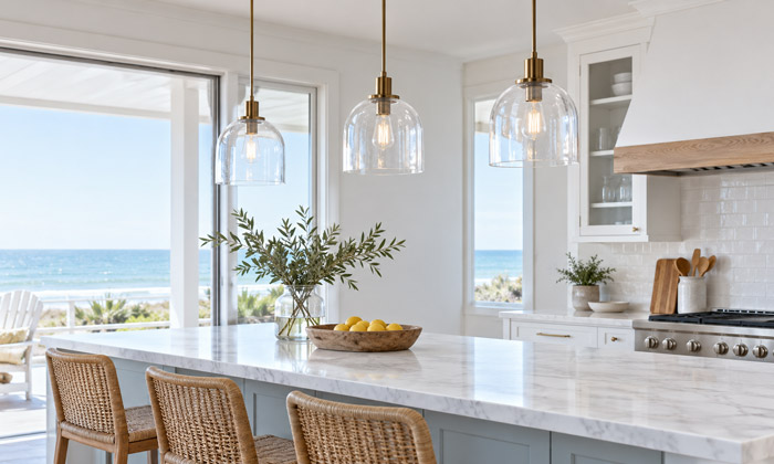 Clear and Seeded Glass Pendant Lights