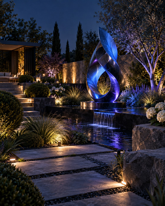 Color changing garden feature spotlights