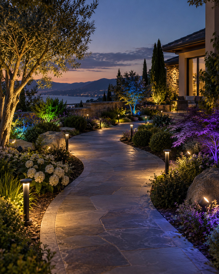 Color changing garden pathway lights
