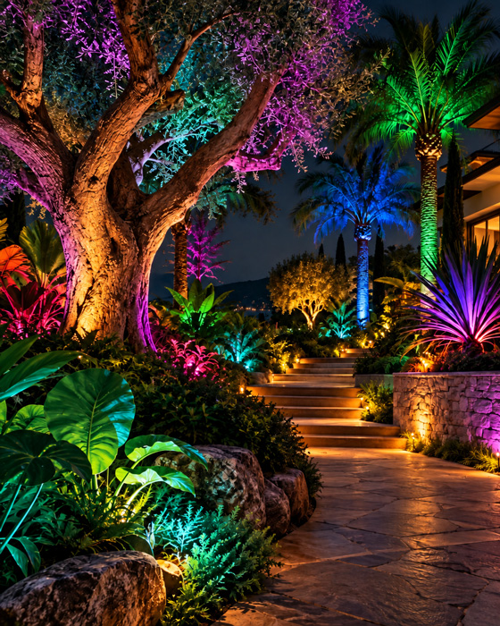 Color changing tree uplighting