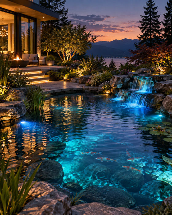 Color changing water feature lighting