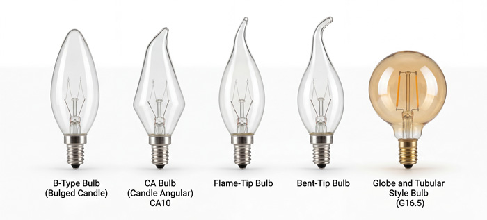 Common Shapes of Candelabra Bulbs