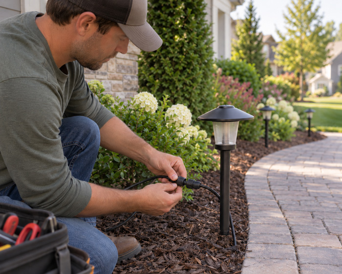 Connecting outdoor light fixtures