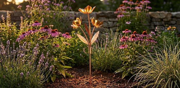 Copper & Brass Floral Stakes