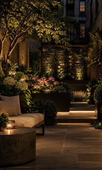Create Depth in a Small Courtyard With Three Lighting Layers